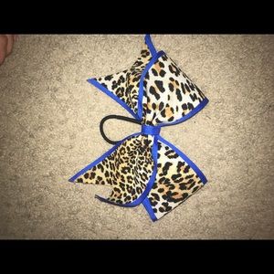 blue cheetah cheer bow.